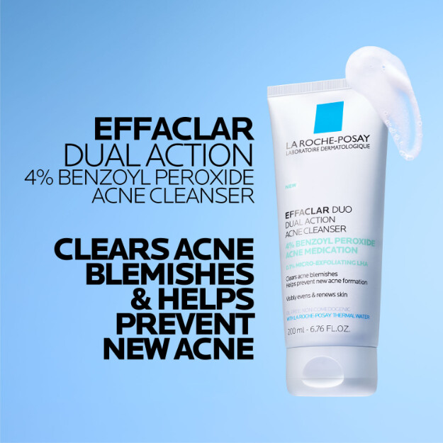 effaclar dual action akne-gesichtsreinigung mit 4 benzoylperoxid klinisch getestet von dermatologen empfohlene gesichtsreinigung mit 4 benzoylperoxid gegen akne