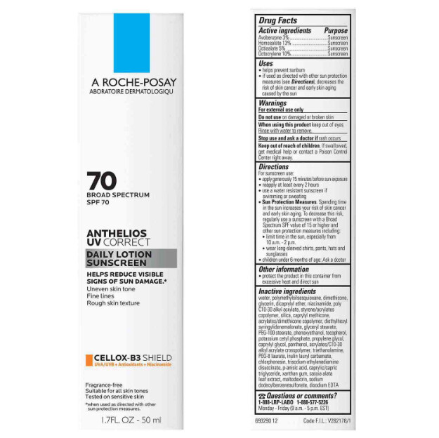 anthelios uv correct sonnenschutzmittel fürs gesicht lsf 70 mit niacinamid täglicher sonnenschutz fürs gesicht mit lsf 70