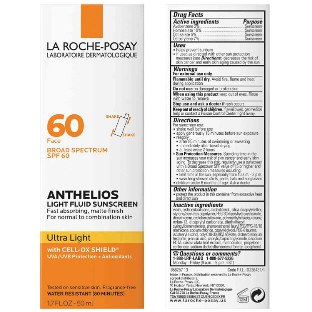 anthelios ultra light fluid gesichtssonnencreme lsf 60 leichte gesichtssonnencreme